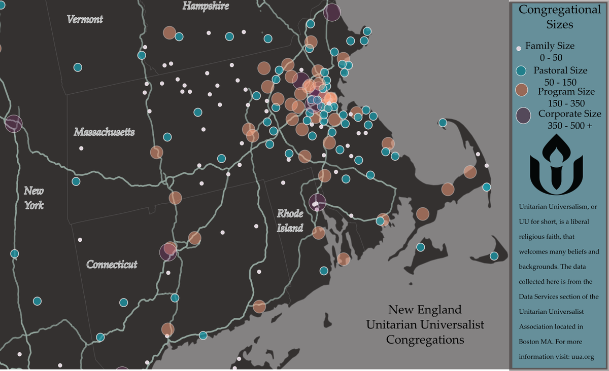 New England church congressional sizes map
